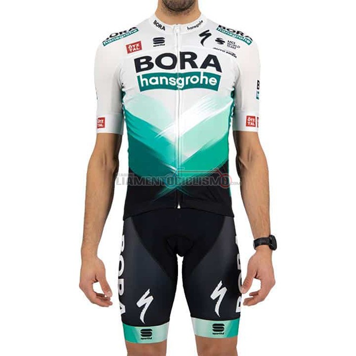 Abbigliamento Ciclismo Bora-Hansgrone Manica Corta 2021 Bianco Verde